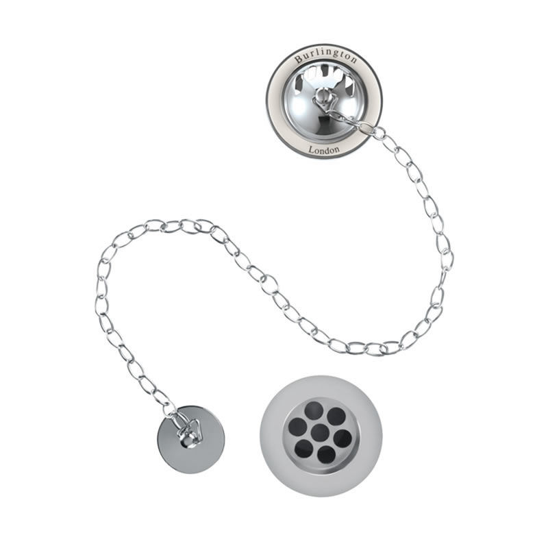 Medici Burlington bath overflow, plug and chain